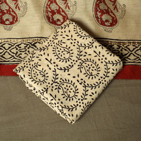 Chanderi silk hand block bagru print 3pc unstitched dress