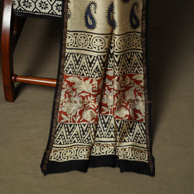 Chanderi silk hand block bagru print 3pc unstitched dress