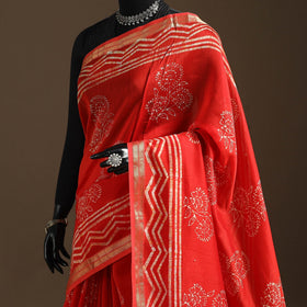 Chanderi silk hand batik saree 14 - handcrafted