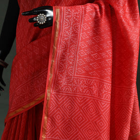 Chanderi silk hand block batik print saree 75 - handcrafted