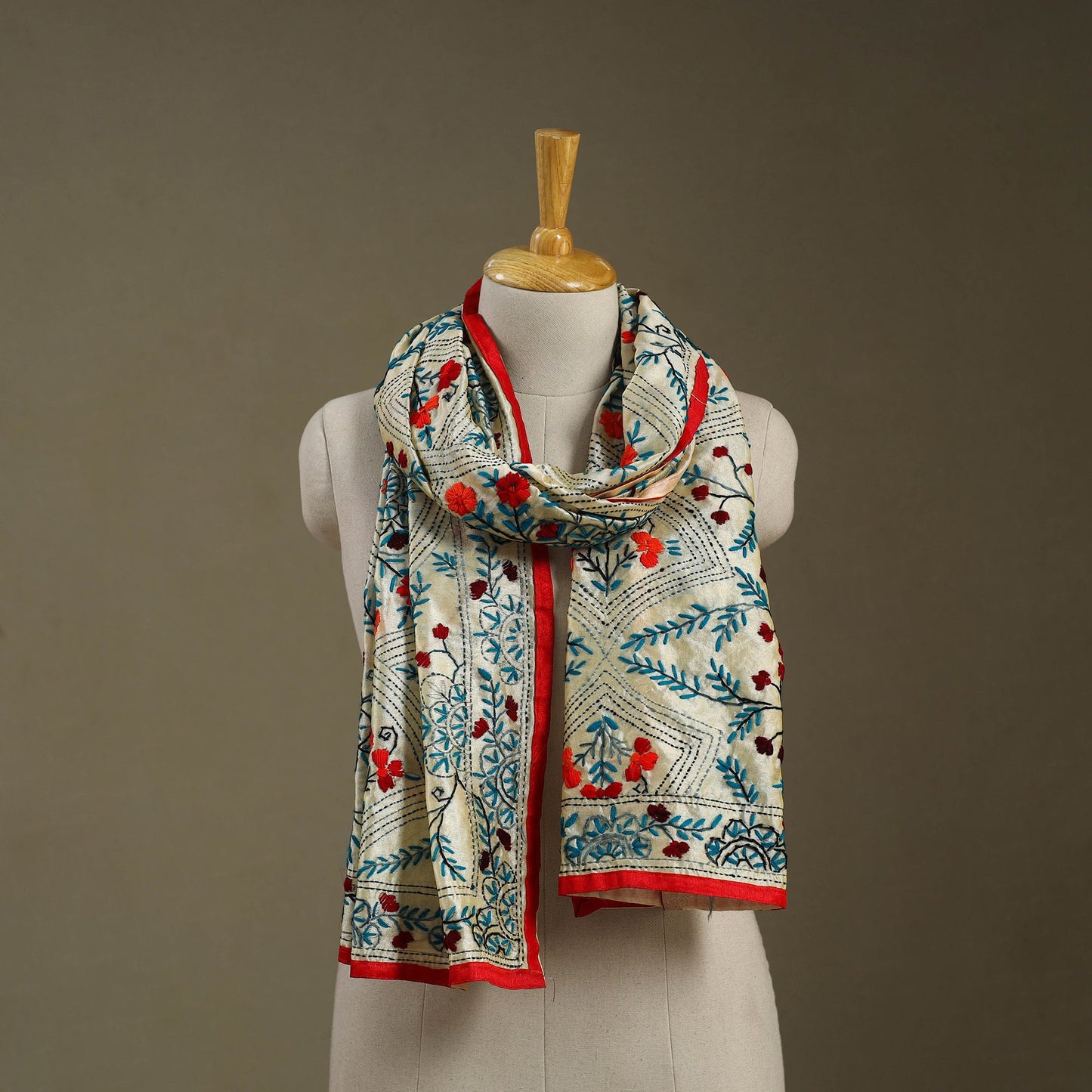 Buy Chanderi Silk Hand Embroidered Stole