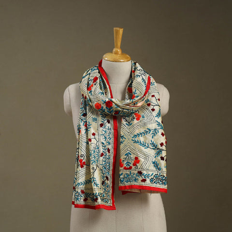 Buy Chanderi Silk Hand Embroidered Stole