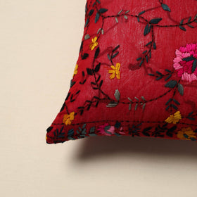 Chanderi silk hand embroidery cushion cover 05 - handcrafted