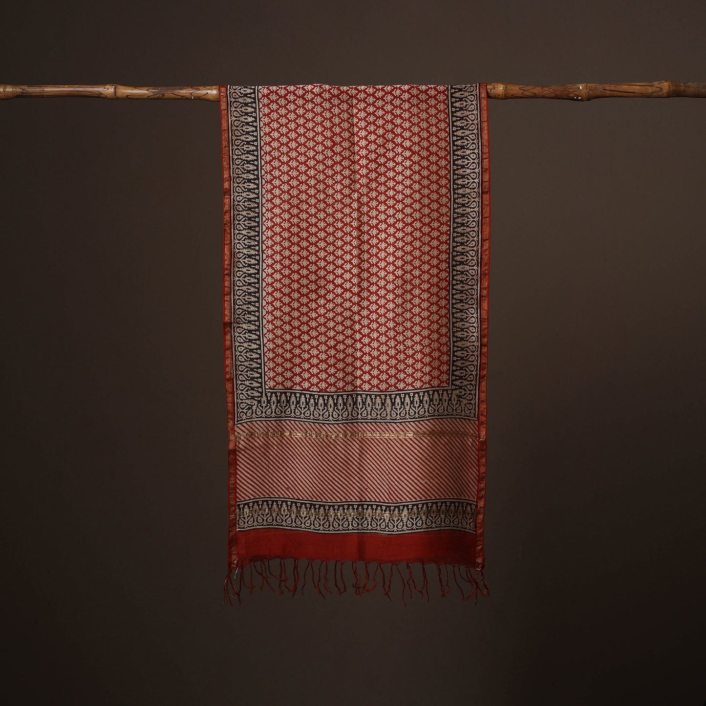 Chanderi silk handloom natural dyed bagru stole 03
