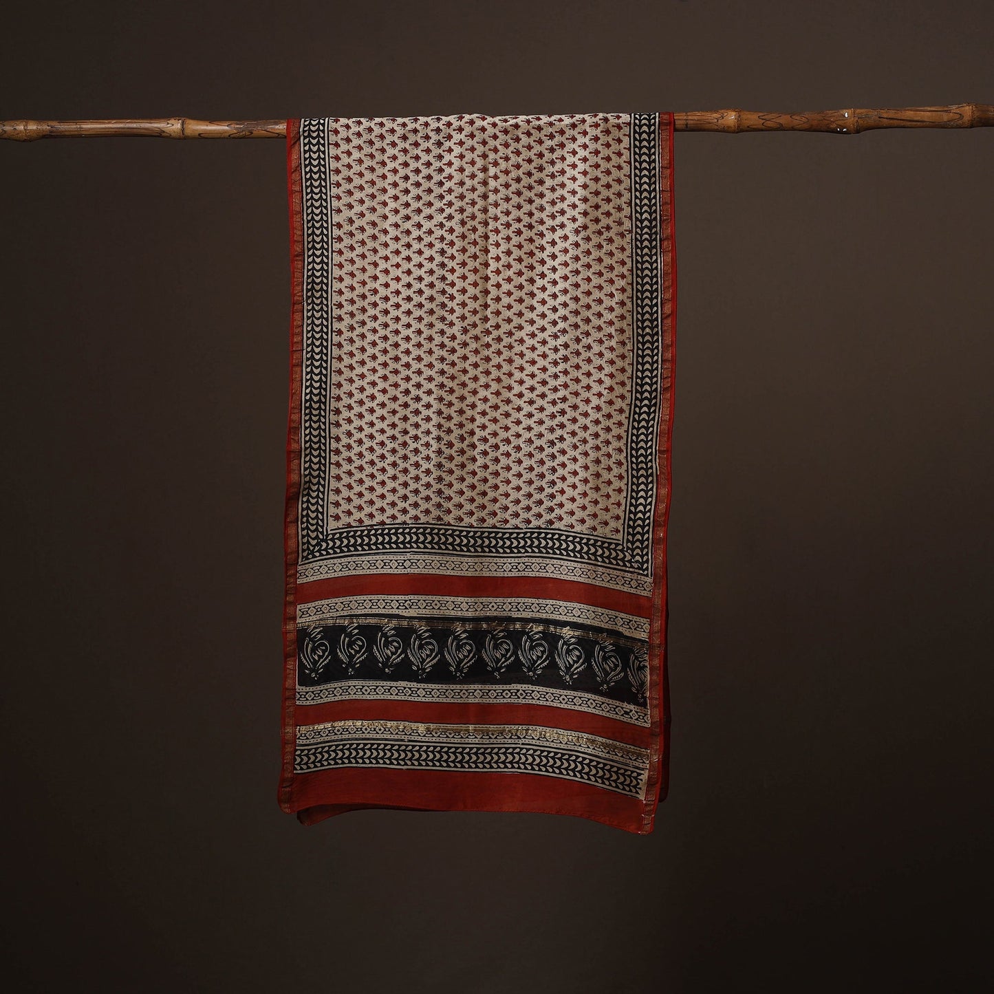 Chanderi silk handloom natural dyed bagru stole 04