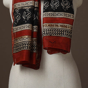 Chanderi silk handloom natural dyed bagru stole 04