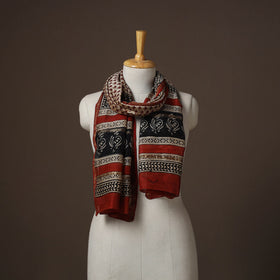 Chanderi silk handloom natural dyed bagru stole 04