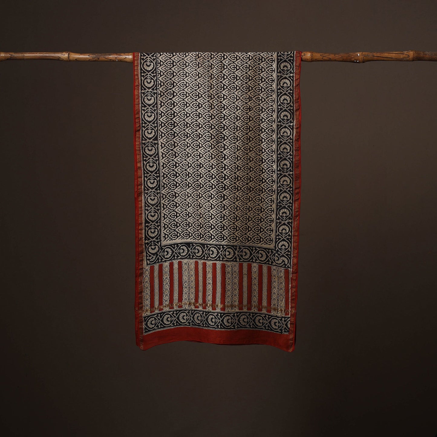 Chanderi silk handloom natural dyed bagru stole 05