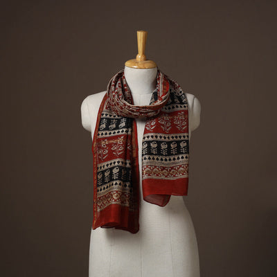 Chanderi silk handloom natural dyed bagru stole 10