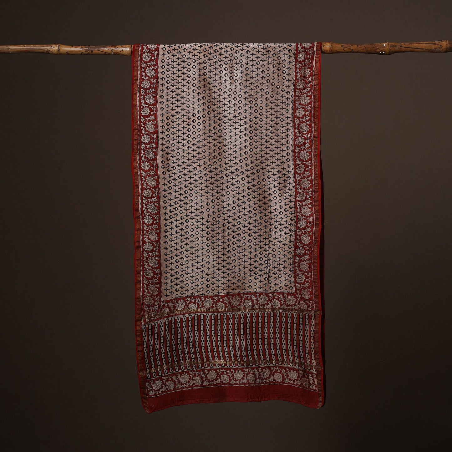 Chanderi silk handloom natural dyed bagru stole 11