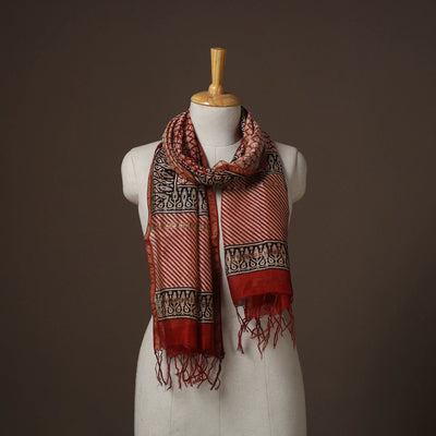 Chanderi silk handloom natural dyed bagru stole 03