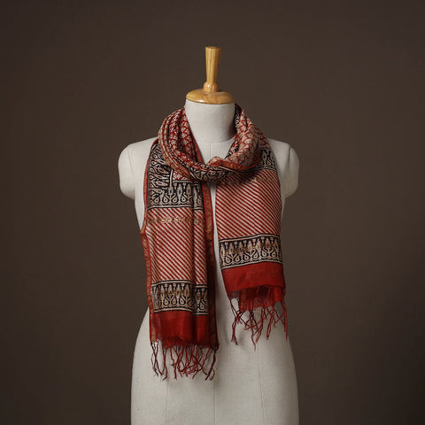 Chanderi silk handloom natural dyed bagru stole 03