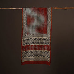 Chanderi silk handloom natural dyed bagru stole 09