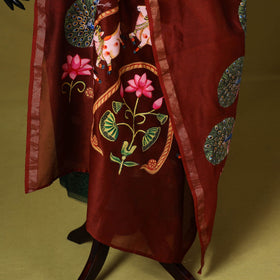 Red - chanderi silk handpainted pichwai dupatta 11