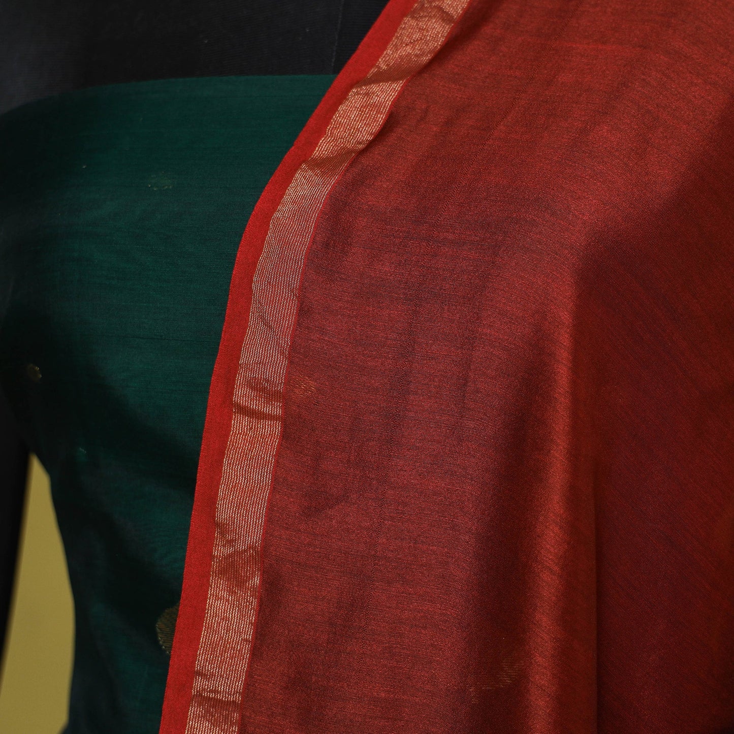 Red - chanderi silk handpainted pichwai dupatta 11