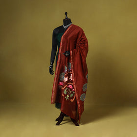 Red - chanderi silk handpainted pichwai dupatta 11