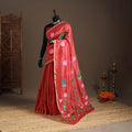 Red - chanderi silk handpainted pichwai saree 04