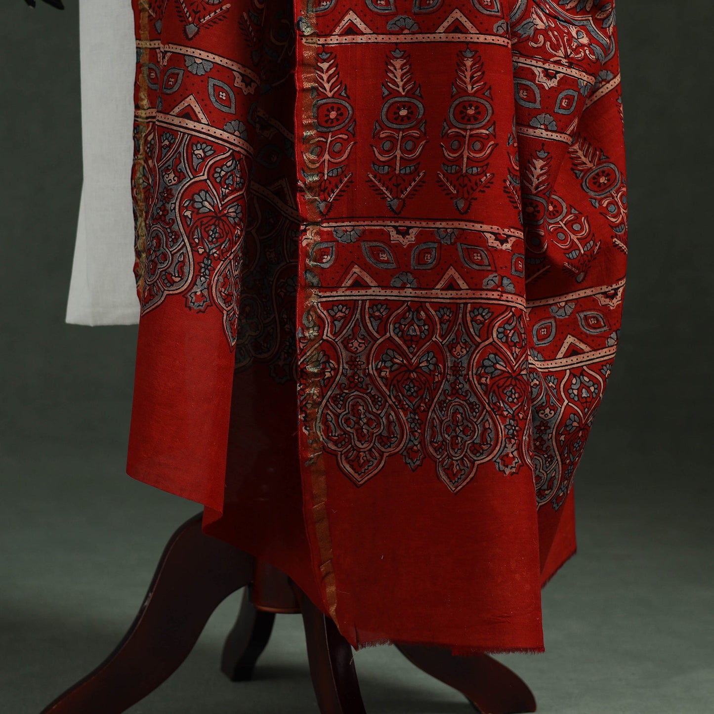 Red - chanderi silk kutch hand block print natural dyed