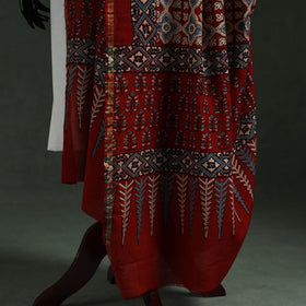 Red - chanderi silk kutch hand block print natural dyed