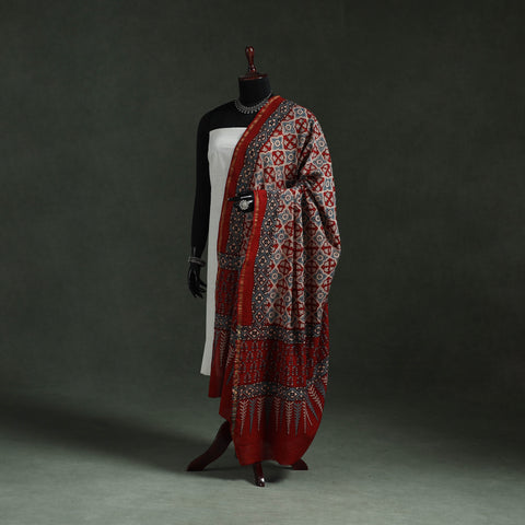 Red - chanderi silk kutch hand block print natural dyed