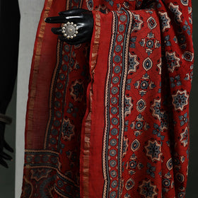 Red - chanderi silk kutch hand block print natural dyed