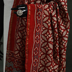 Red - chanderi silk kutch hand block print natural dyed