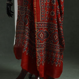 Red - chanderi silk kutch hand block print natural dyed