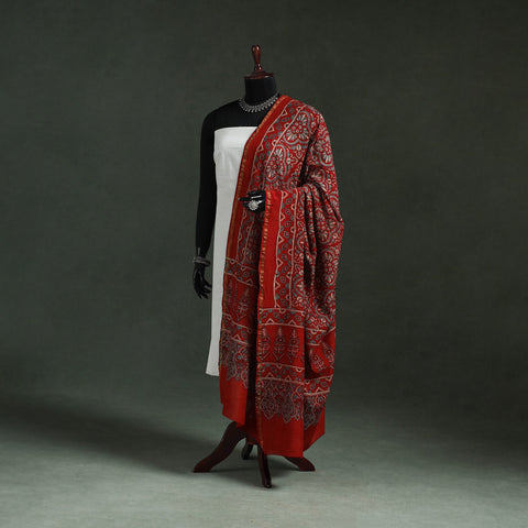 Red - chanderi silk kutch hand block print natural dyed