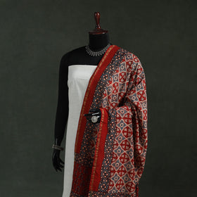 Red - chanderi silk kutch hand block print natural dyed