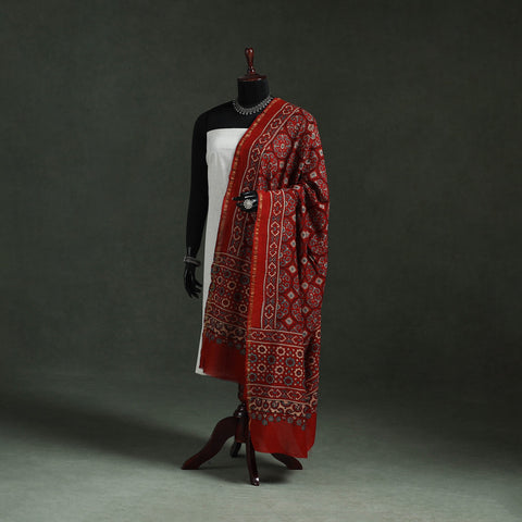 Red - chanderi silk kutch hand block print natural dyed