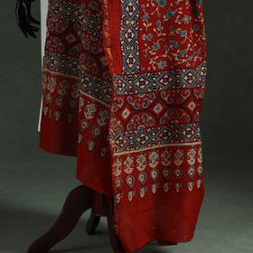 Red - chanderi silk kutch hand block print natural dyed