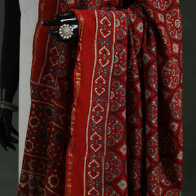 Red - chanderi silk kutch hand block print natural dyed