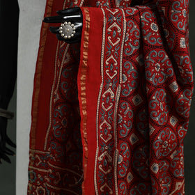 Red - chanderi silk kutch hand block print natural dyed