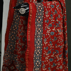 Red - chanderi silk kutch hand block print natural dyed
