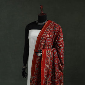 Red - chanderi silk kutch hand block print natural dyed