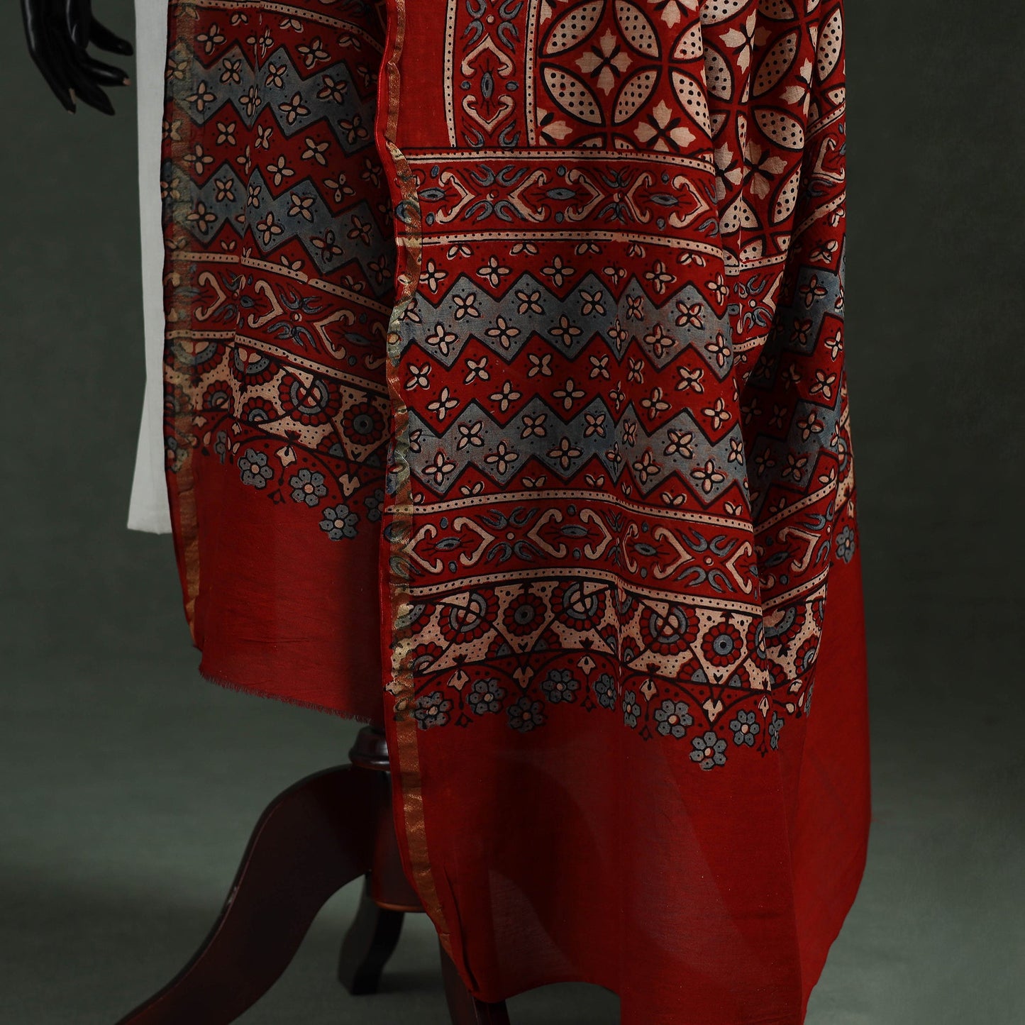 Red - chanderi silk kutch hand block print natural dyed