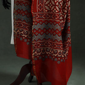 Red - chanderi silk kutch hand block print natural dyed