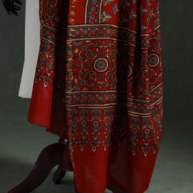 Red - chanderi silk kutch hand block print natural dyed