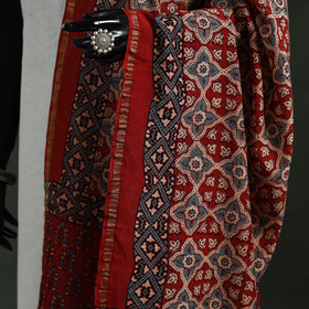 Red - chanderi silk kutch hand block print natural dyed