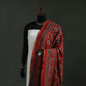 Red - chanderi silk kutch hand block print natural dyed