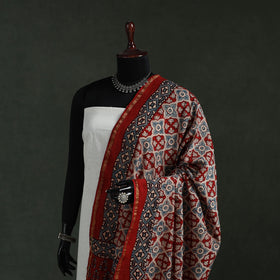 Red - chanderi silk kutch hand block print natural dyed