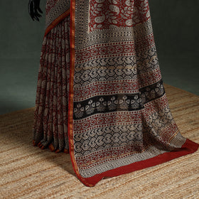 Chanderi silk natural dyed hand block dabu bagru print