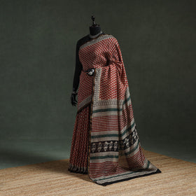 Chanderi silk natural dyed hand block dabu bagru print