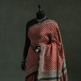 Chanderi silk natural dyed hand block dabu bagru print