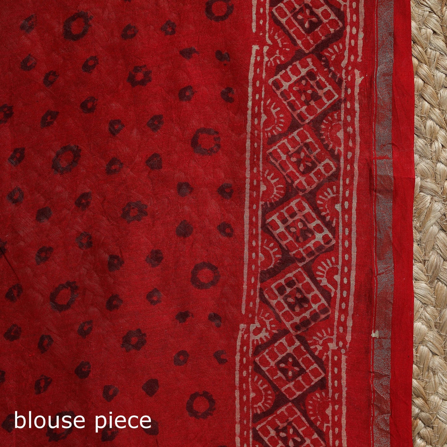 Chanderi silk natural dyed hand block print ajrakh saree 84