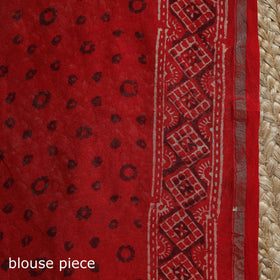 Chanderi silk natural dyed hand block print ajrakh saree 84