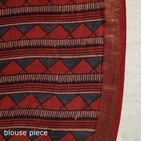 Chanderi Silk Natural Dyed Zari Border Ajrakh Print Saree