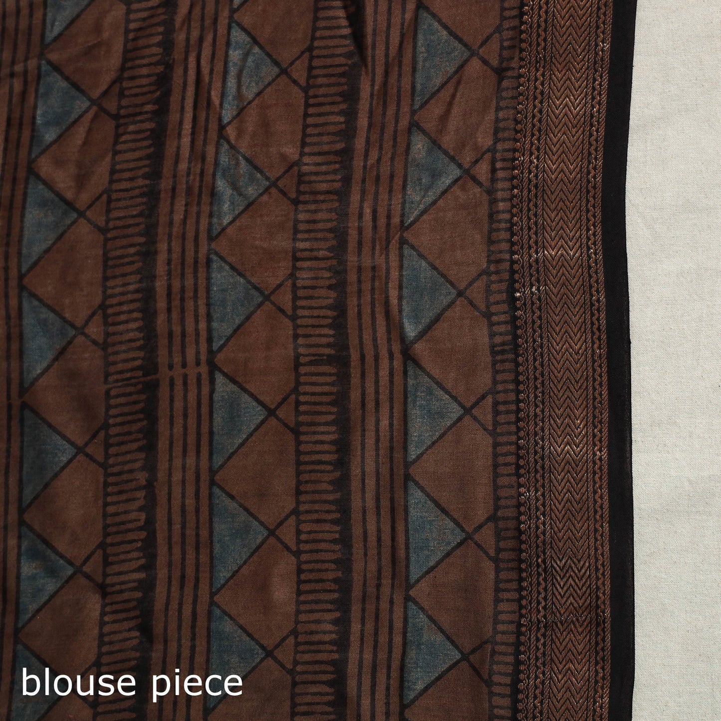 Chanderi Silk Natural Dyed Zari Border Ajrakh Print Saree