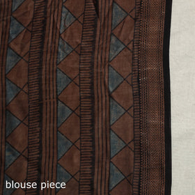Chanderi Silk Natural Dyed Zari Border Ajrakh Print Saree