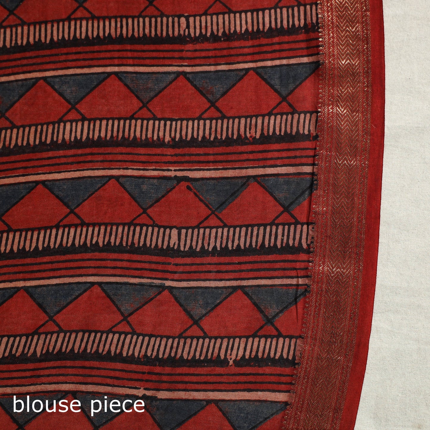 Chanderi Silk Natural Dyed Zari Border Ajrakh Print Saree